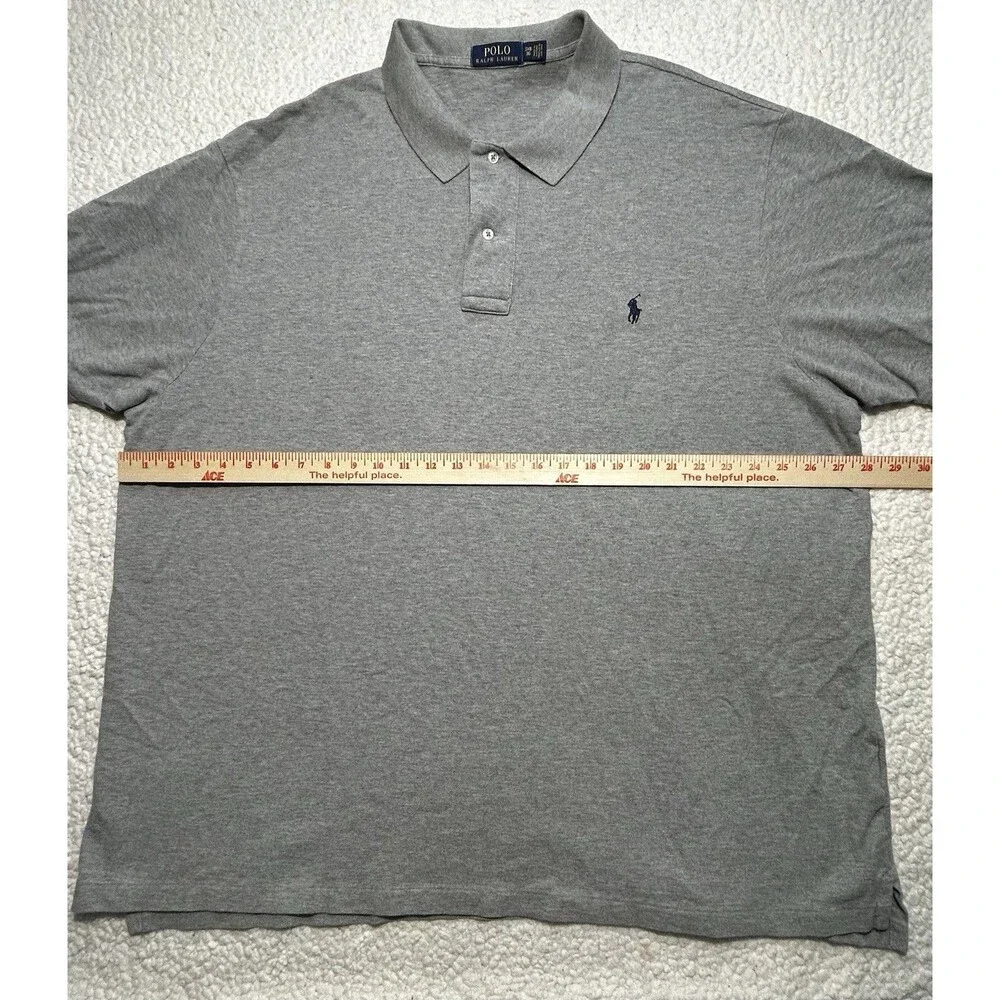 Polo Ralph Lauren Men Big & Tall 3XB 3X Big Gray Mesh Polo Shirt Andover Heather
